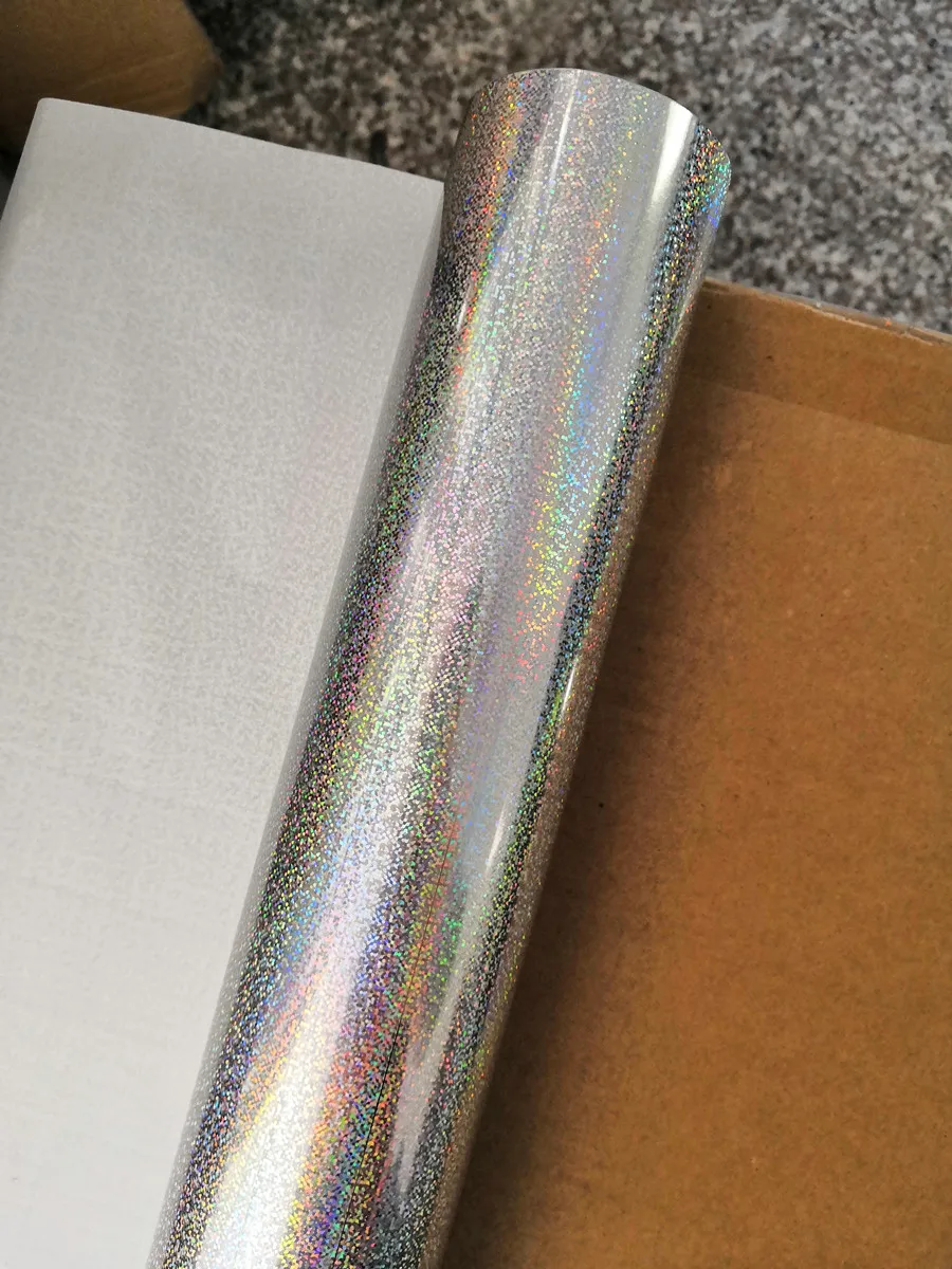 

Hot stamping foil holographic foil silver small chaos pattern hot press on paper or plastic heat transfer film 64cm x 120m