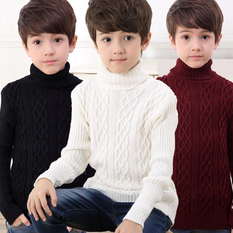 Autumn Winter Boys Clothing Teen Girls Sweater Kids Fashion Turtleneck Sweater Children Pullovers Outwear Knit Boys Clothing