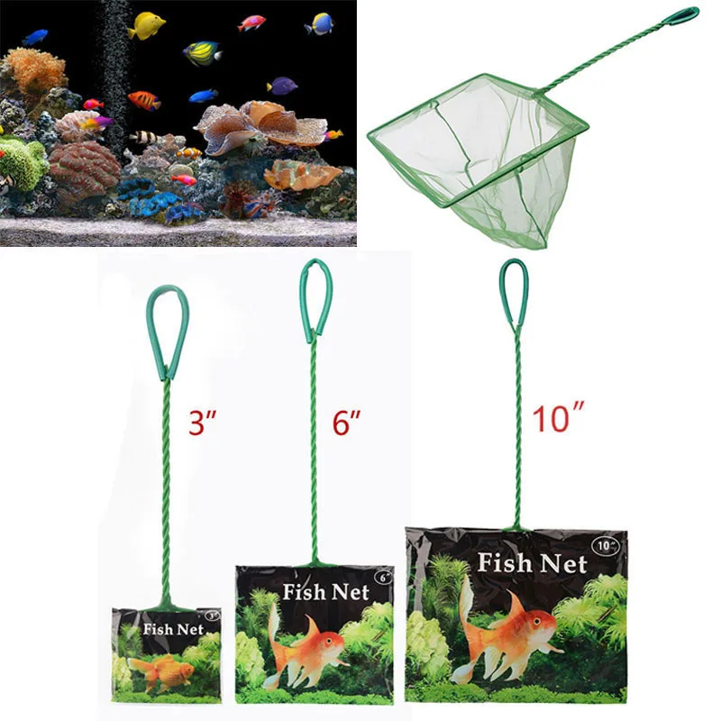 Przenośna sieć na ryby długa rączka kwadratowe akcesoria do akwarium Fish Tank podbierak sieć rybacka ryby pływające obiekty urządzenia do oczyszczania