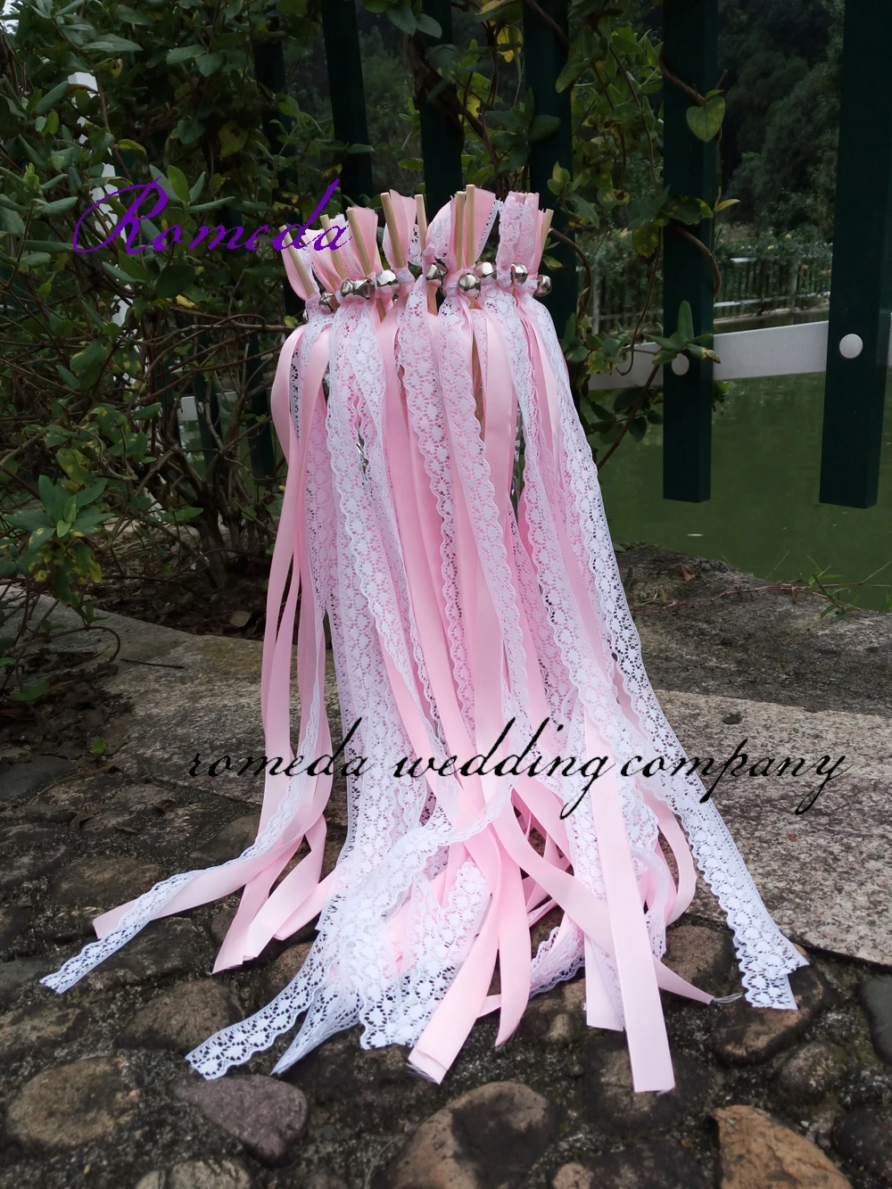 Style D New Arrived 3 Ribbons stick  lace wedding wands Pink Ribbon Birthday Party ,christamas ribbon Sparklers