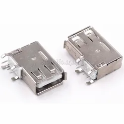 10Pcs USB Type A Female Solder Jacks Connector Side Needle 4Pin 90 Degree USB Data Interface Length 19.5mm