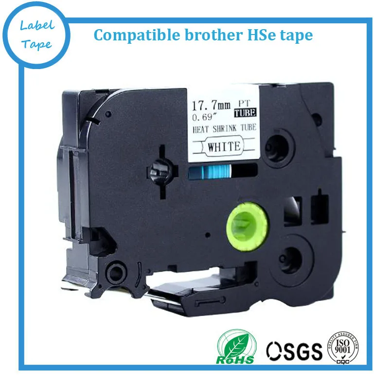 Compatible P TOUCH HSe-241 17.7mm White HSe heat shrinkable tape cartridge for cable identification