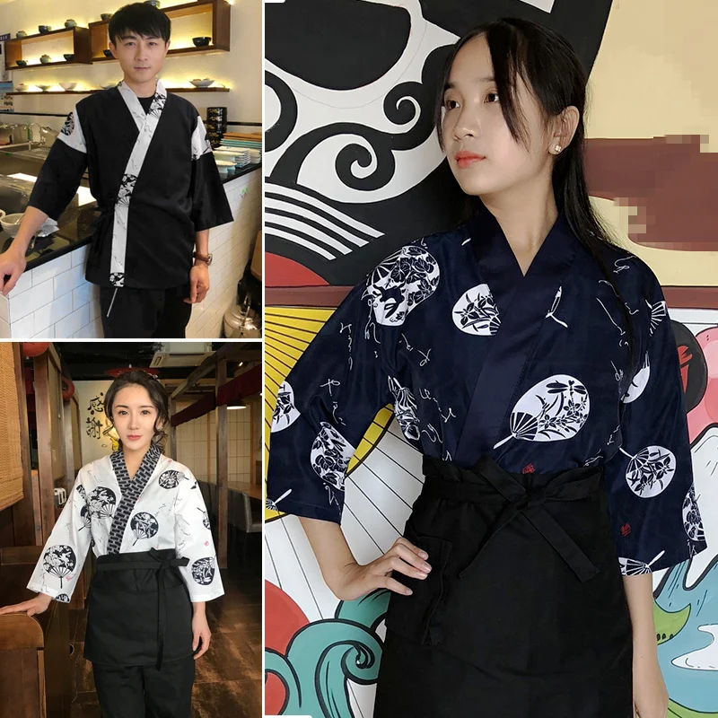 

Unisex Japanese style food service clothing sushi chef jacket New chef work uniform designed cook suit Japanese kimono