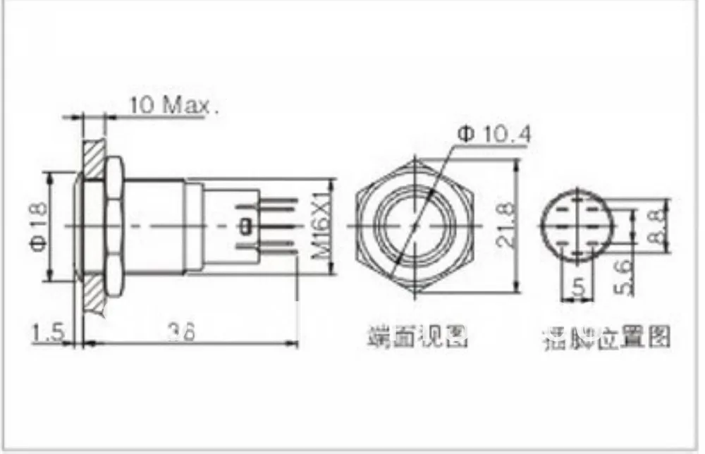 16mm LED White Color Ring Stainless Steel Illuminated Momentary 1NO 1NC Push Button Switch 3V/6V/12V/24V/36V/48V