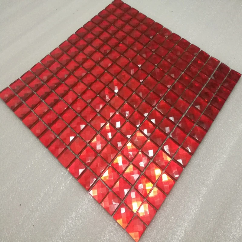 20mm diamond cut design red 13 beveled mirror glass mosaic tile warmly decor of girl's room KTV shop display cabinet wall border