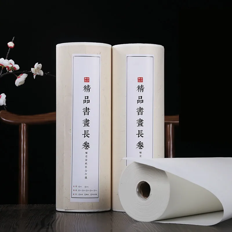 Chinese Rice Paper 50m 100m Long Roll Half-Rice Xuan Paper Calligraphy Brush Writing Chinese Landscape Painting Raw Xuan Paper