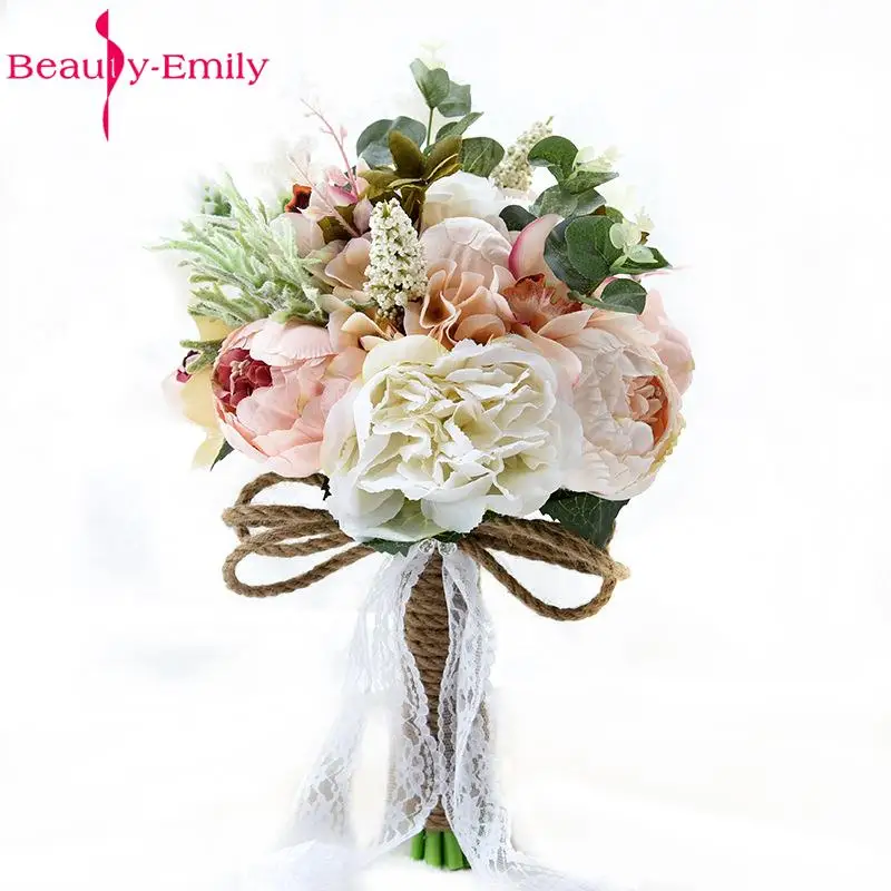 

Beauty-Emily New European Flowers Creative Nature Bride Holding Bouquet Wedding Flowers Simulation Noiva Buque