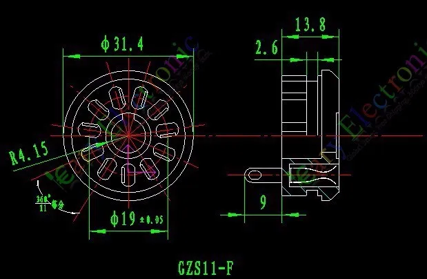 2pcs bakelite tube socket GZS11-F 11 pin seat tube socket silver foot PCB for tube amplifier