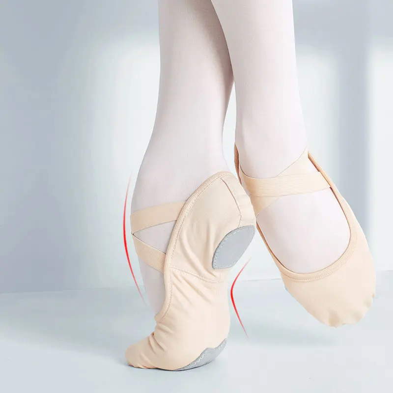 Zapatos de Ballet para niña, zapatillas de baile para mujer, zapatos de baile de lona de alta elasticidad, suela dividida, zapatos de práctica sin cordones