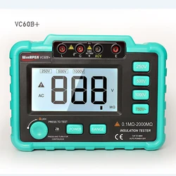 Digital Insulation Resistance Meter VC60B+Megohm Megohmmeter Earth Ground Resistance Impedance Tester Short Circuit DC250V/1000V