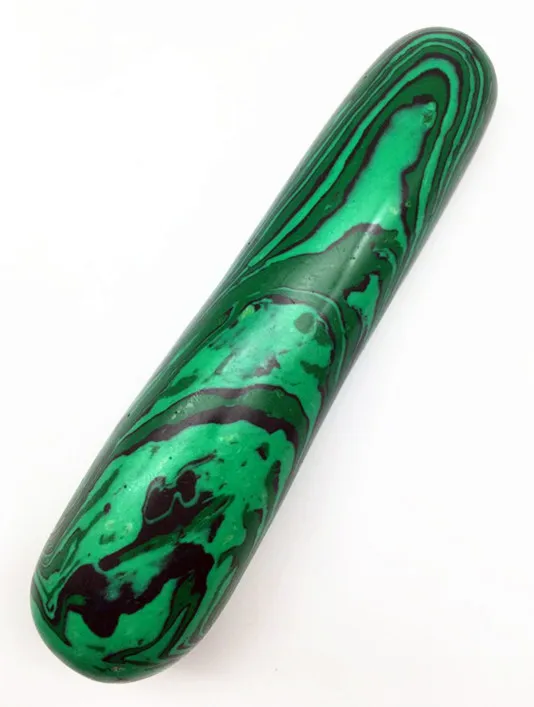 152mm  Natural quartz crystal green malachite carving massage bar reiki treatment of natural stone