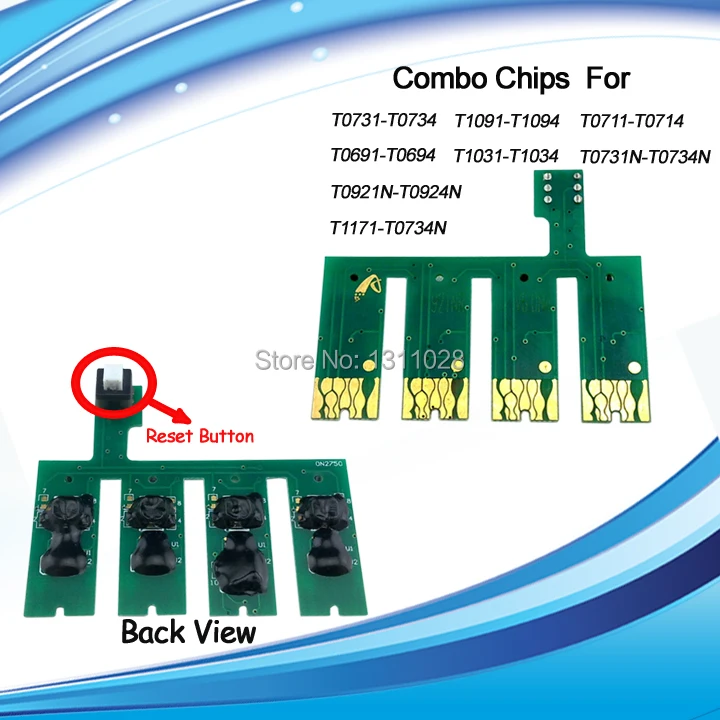 

INK WAY T1031-T1034 Compatible Combo chips with reset button for Epson Stylus T40W TX600FW TX550W TX610,5SETS,Free shipping