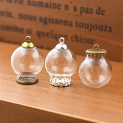 5set 20*12mm hollow glass globe with setting base beads cap set orb glass vials pendant glass bottle jewelry pendant