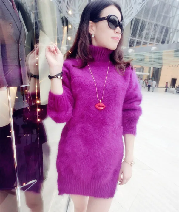 

Hot sale Women ladies Sweaters and Pullovers Pure Mink Cashmere Knitted turtleneck sweater Pullover free shipping S1901