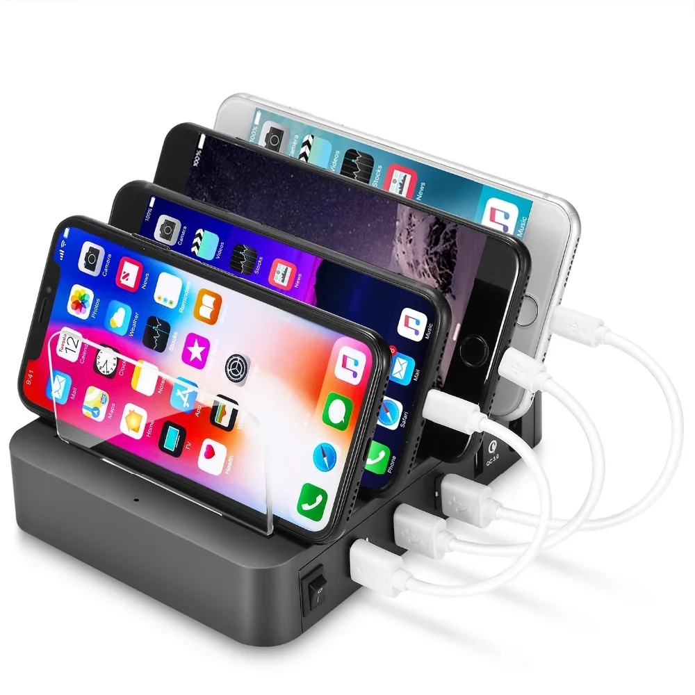 Multi Port USB Stand Charger Docking USB Charging Station Dock QC 3.0 Quick Charger for Mobile Phone and Tablet