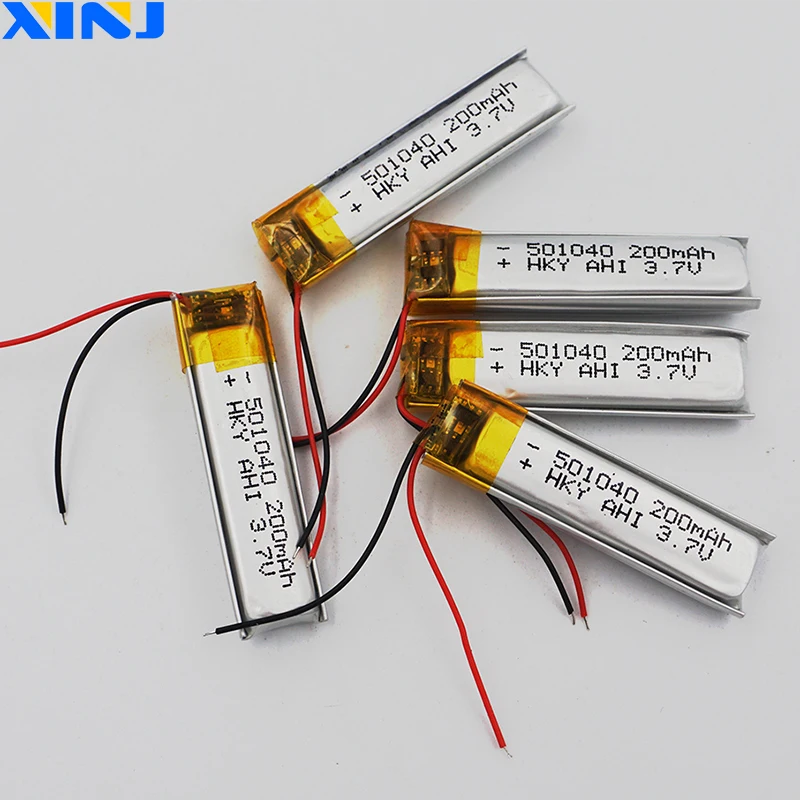 

XINJ 5pcs 3.7V 200 mAh 501040 Polymer Li Lithium Battery For DIY MP3 Music Player GPS Sat Nav Car DVC Camera