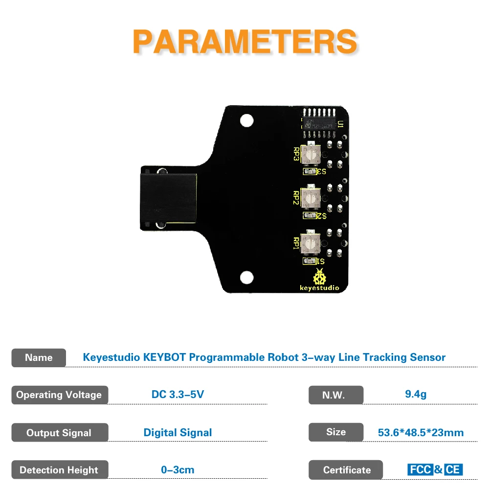 Keyestudio KEYBOT Easy Plug Programmable Robot 3-way Line Tracking Sensor For Arduino Robot