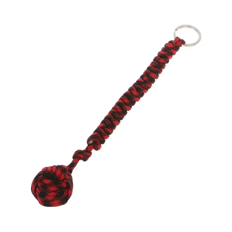 Outdoor Security Protection Black Monkey Fist Steel Ball Bearing Self Defense Lanyard Survival Key Chain