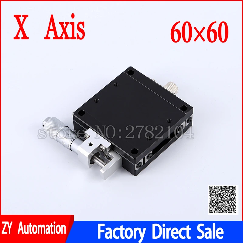 X Axis 60*60mm Knob Micrometer Sliding stage Guide Rail Type Platform Manual Displacement Sliding Table LGX60-R,LGX60-L,LGX60-C