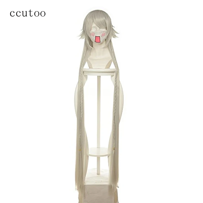 Ccutoo 135 cm Perak Putih Braid Gaya Berbulu Panjang lurus Sintetis Rambut Cosplay Kostum Wig Pandora Hearts Alice