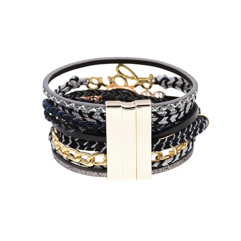 WELLMORE women bracelets leather bracelets bohemia charm bracelets for women fashion jewelry drop shipping