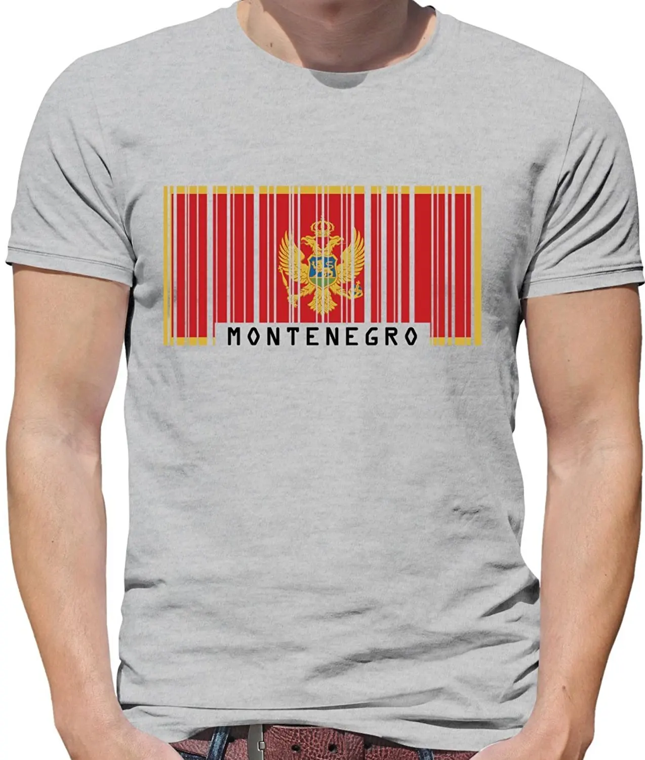 2019 Summer T Shirt Men New High Quality Montenegro Barcode Style Flag - Mens Crewneck T-Shirt - 7 Colours Military T Shirts