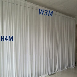 3M Width X 4M Height White Party Curtain Wedding Backdrops Stage Background Curtains Event Baby Shower Birthday Decoration