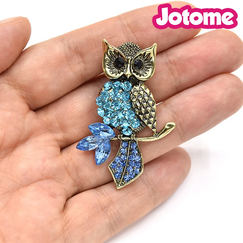 50mm Blue Owl Crystal Rhinestone Brooch Wedding Accessories Jewelry Brooch Bouquet DIY Crafts Animal Brooch