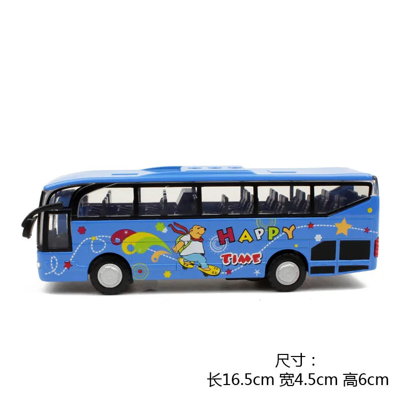 Alloy toy model cars Travel big light police bus Cartoon pattern school bus juguetes voiture Christmas gift for kids