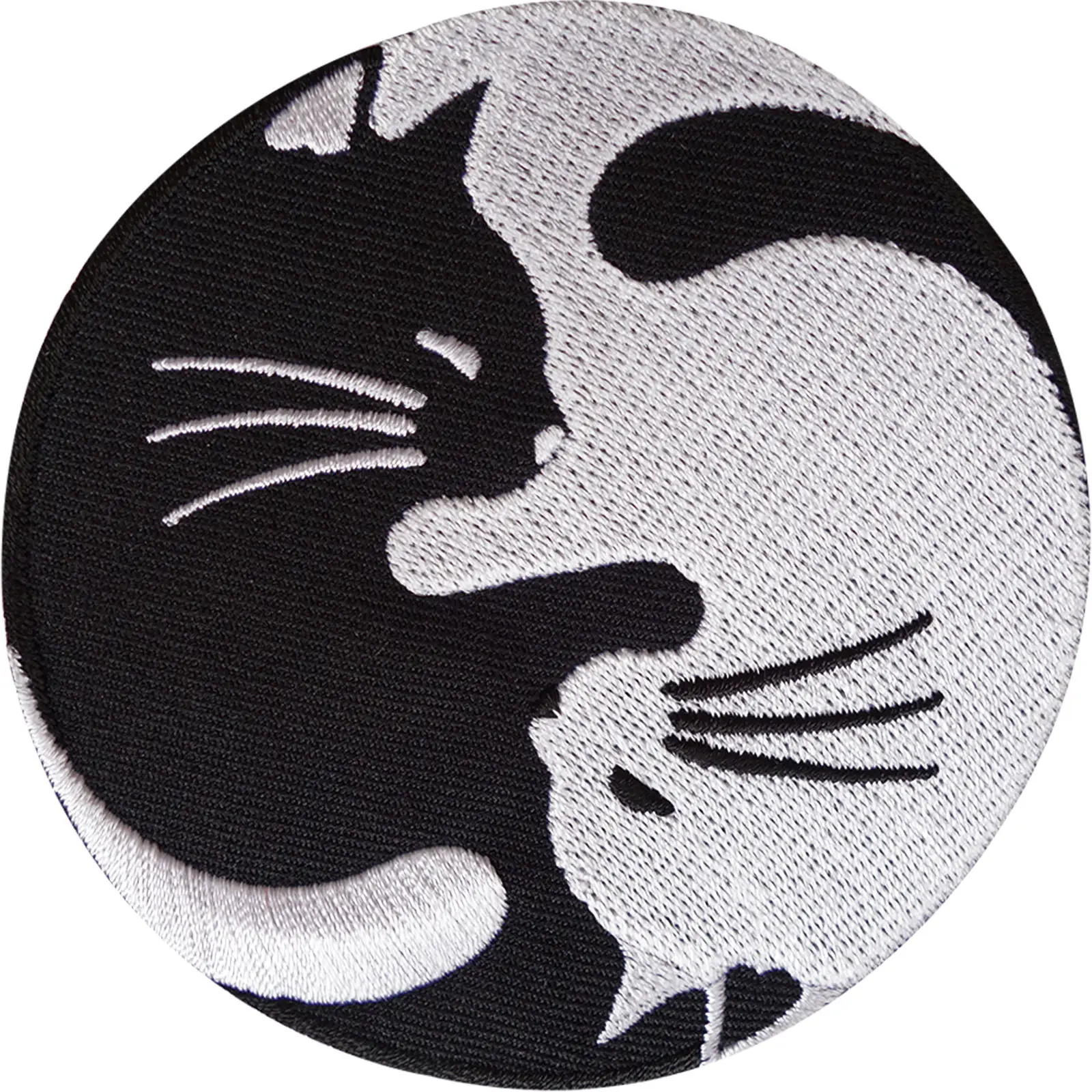 

8CM Embroidered Patches Yin Yang Cat Sew Iron On Double White Black Creative Badge For Bag Jeans Hat Appliques DIY Sticker Decor