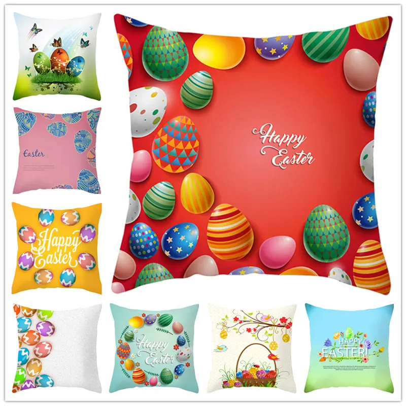 Houspace Cushion Cover Colored Eggs Polyester Peach Skin pillow cover sofa bed car room Home Decorative Pillow Case