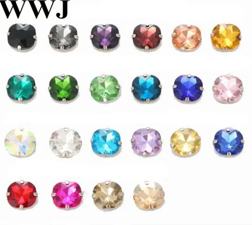 12mm All Colors Sew on Rhinestone Fat Square Shape Glass Stone In Hard Strong OPen Back Metal Claw Setting Sew-on Crystals