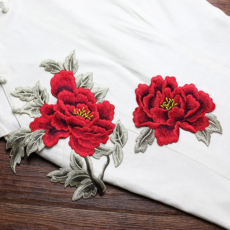 Idyllic Rich Peony Flower Embroidery Craft Cloth Decoration Cheongsam Applique Decoration Hand Sewing DIY Clothing Patch