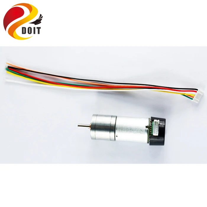 DOIT-Motor de engranaje reducido para Robot con Sensor Hall, Kit de desarrollo de chasis de tanque de coche de juguete, medida de velocidad, 25mm, 9V, CC