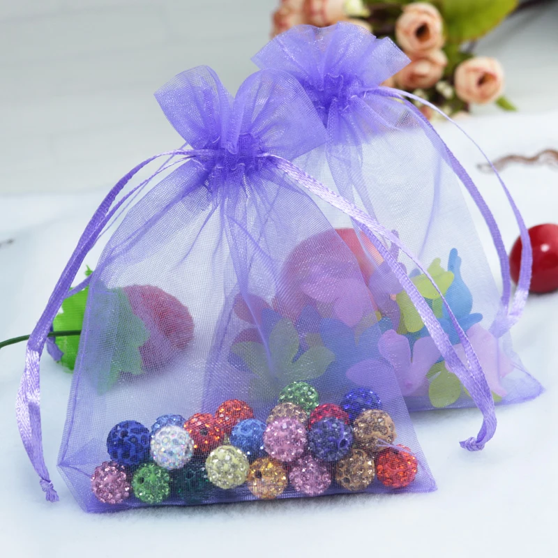 

Wholesale 200pcs/lot Drawable Small Purple Organza Bags 7x9cm Favor Wedding Christmas Gift Bag Jewelry Packaging Bags& Pouches