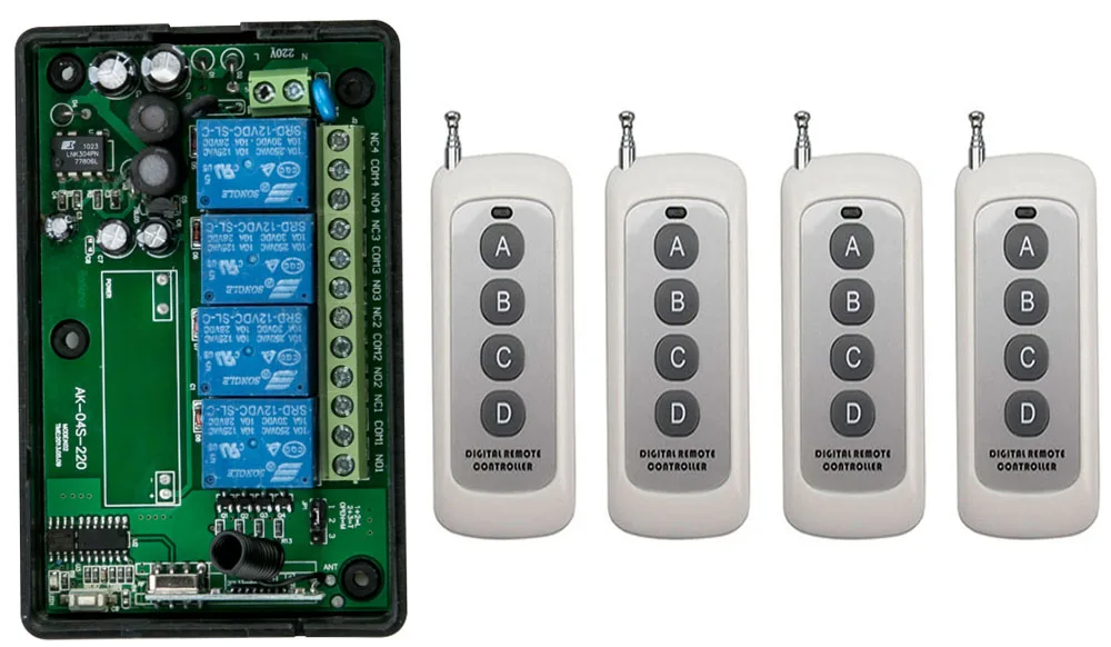 

AC85v~250V 110V 220V 230V 4CH Wireless Remote Control System transmitter+receiver universal gate remote control /radio receiver