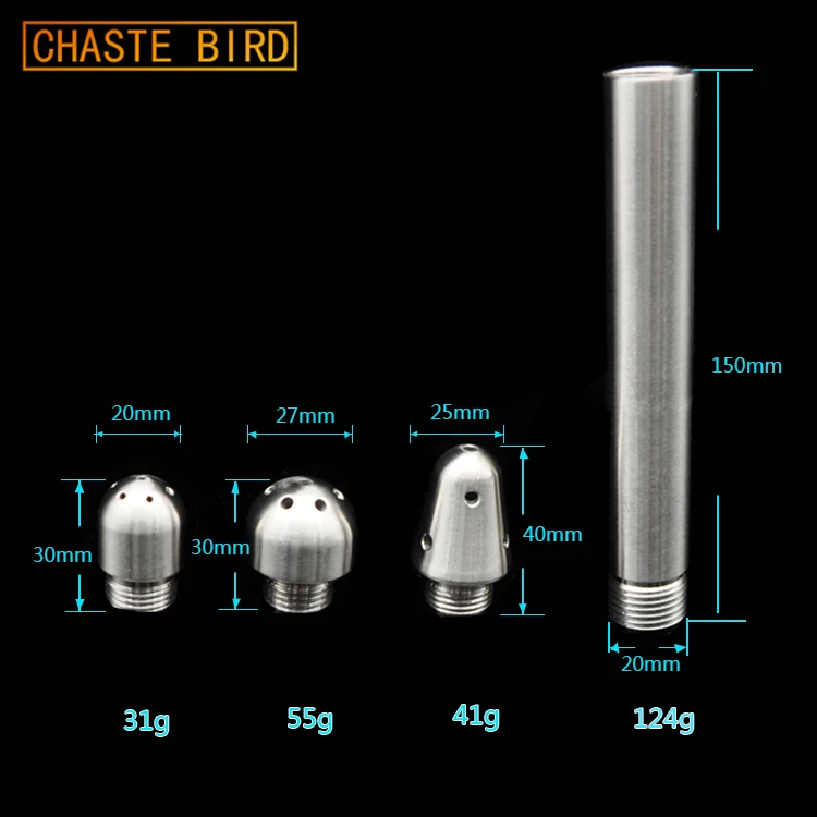 Chaste Bird Stainless Steel Shower Enema Water Nozzle 3 style Plug Head Enema Anal Cleaning A241