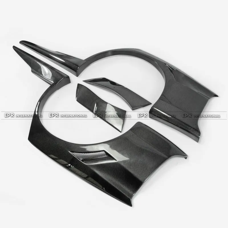 Car Styling For Mitsubishi Evolution EVO 8 9 VTX Cyber Carbon Fiber Rear Over Fender Glossy Fibre Wheel Flare Arch Auto Body Kit