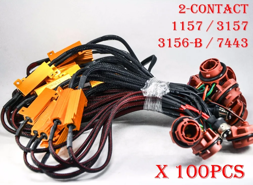 

100 шт., 1157 дюйма, BAY15D, 50 Вт, 6 Ом