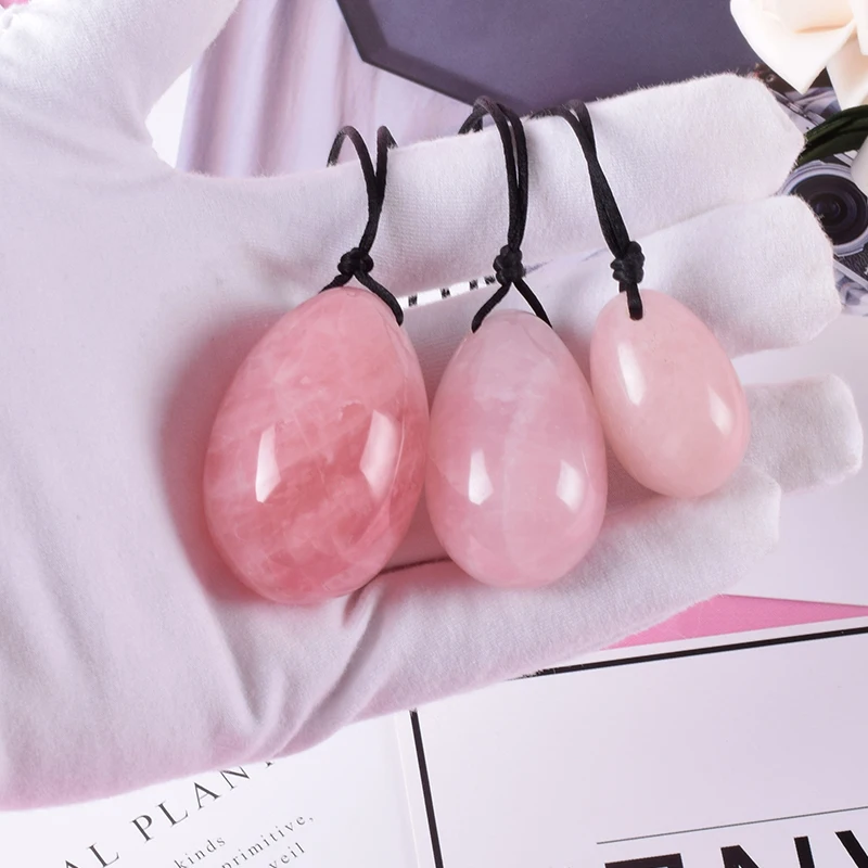 Yoni Egg Natural Rose Quartz Massage Set Drill Crystal Mineral Ball Kegel Exercise Tool Pelvic Floor Muscle Vagina For Women