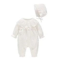 Vlinder Baby Meisjes Rompertjes Pasgeboren Knoop Kleding Met Hoed Baby Jumpsuit Puur Katoenen Knusse Lange Mouwen Pyjama