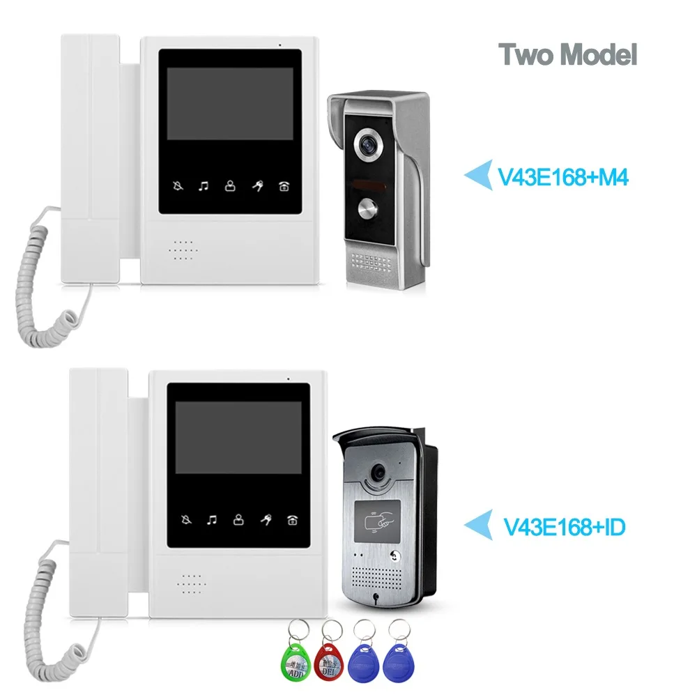 Imagem -02 - Campainha de Vídeo com Fio Sistema Doméstico de Intercomunicação Monitor Interno de 4.3 Polegadas Câmera Inteligente Rfid com ir Noturno para Casa Particular