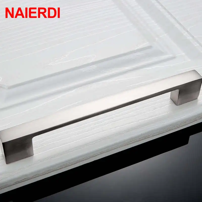 NAIERDI Cabinet Handles Drawer Knobs Aluminum Alloy Wardrobe Door Handle Brushed Pulls Modern Style Furniture Handle 128mm/160mm