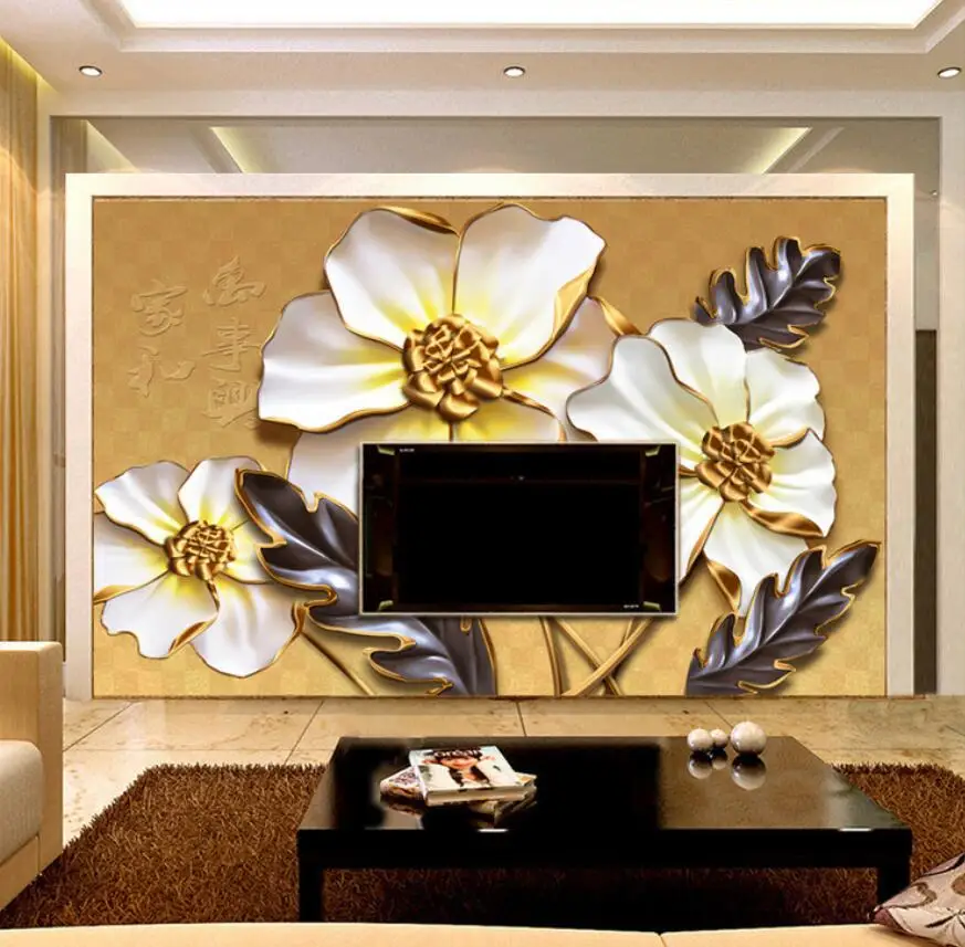 

Beibehang Home decoration wallpaper living room bedroom mural three - dimensional relief flower murals wallpaper for wall 3 d