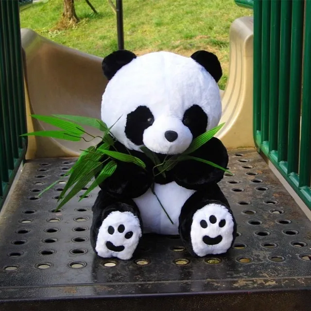 

large 42cm footprint Panda with bamboo plush toy panda toy , birthday gift w0719