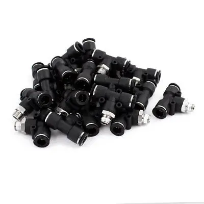 

20pcs T Type 1/8" PT Male Thread 8mm Push In Joint Connector Quick Fitting