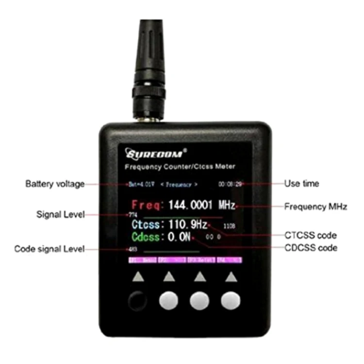 SURECOM-Digital Radio Tester, 27MHz a 3000MHz Decodificador, Freqüência portátil Contador, Ajuste para Walkie Talkie, Sf401 Além disso, CTIS, CDcot Medidor, Novo