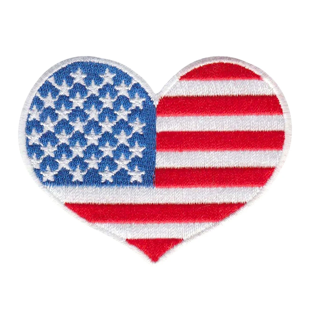 

Heart I Love The Usa Flag Hat Vest Patch Us Stars N Stripes Pin Up Us Quilt Gift Customized Patch Factory Any Size Any Design