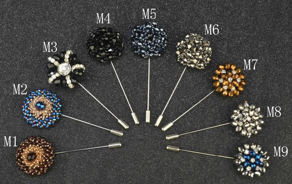 Free shipping , 15 pcs/lot , Beaded Lapel Pins, Mens Handmade Wedding Boutonniere, Brooches