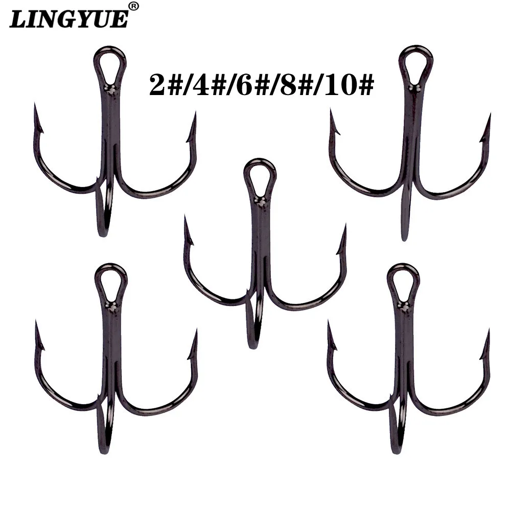 10PCS Black Sharpened Fishing Treble Hooks Fish Fishing Tackle Tools Accessories